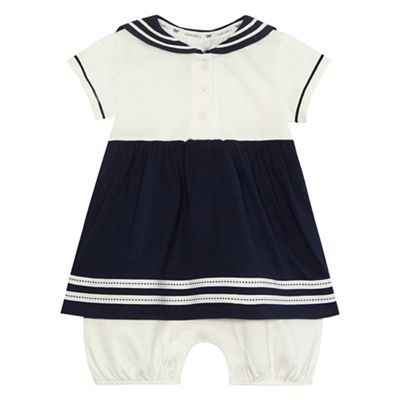 Baby girls' navy sailor romper dress